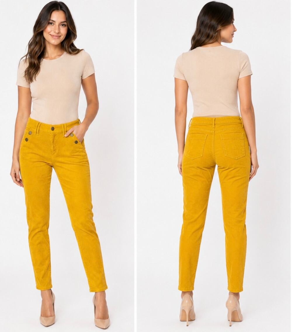GAP Mustard Yellow Corduroy Pants Brass Button Detail Womenβs Pants size 30/10